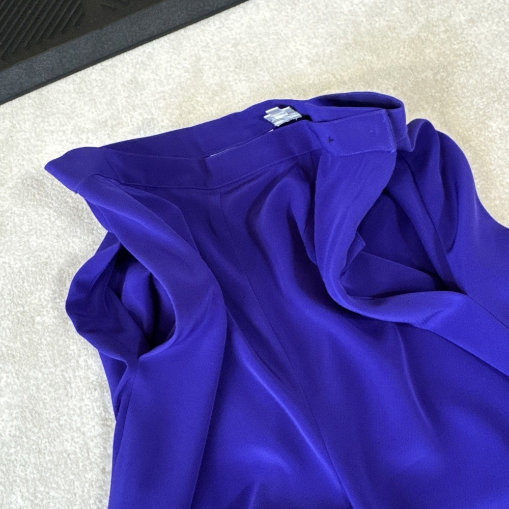 VINTAGE Black Tie Oleg Cassini Wide Leg Pants Suit Purple Black Beaded Sz 8 - Picture 14 of 15